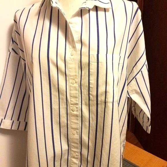Ochirly White&Blue Striped Courier Shirt Sz M. - Picture 2 of 11